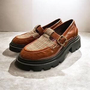 Circus by Sam Edelman Tan Loafers with Plaid Accent